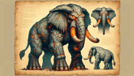 DALL·E 2024-01-18 20.36.39 - A digital illustration of a massive elephant-like creature in the...png