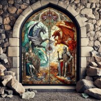 stained glass dragons and knights.jpg