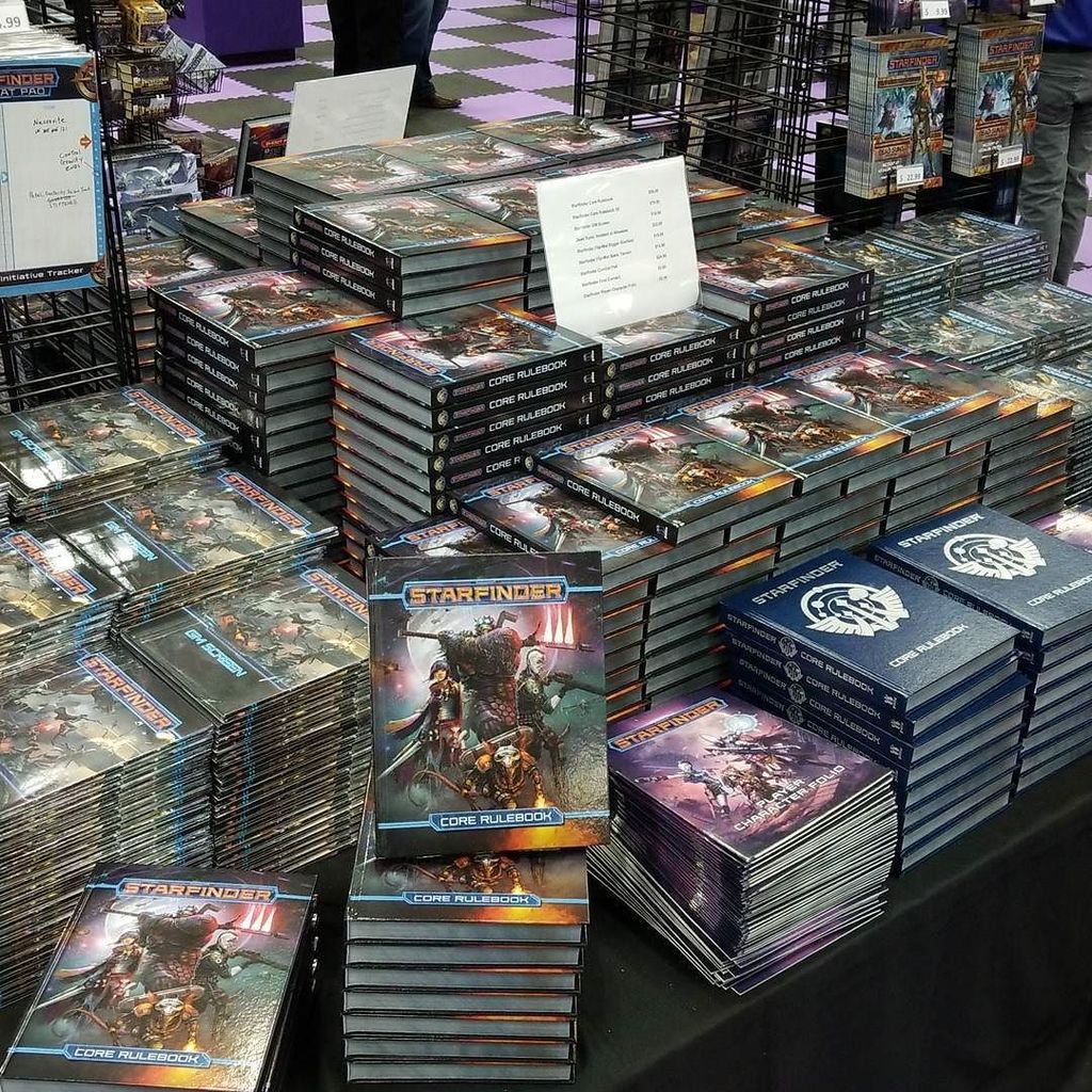 Starfinder books at Paizo stand