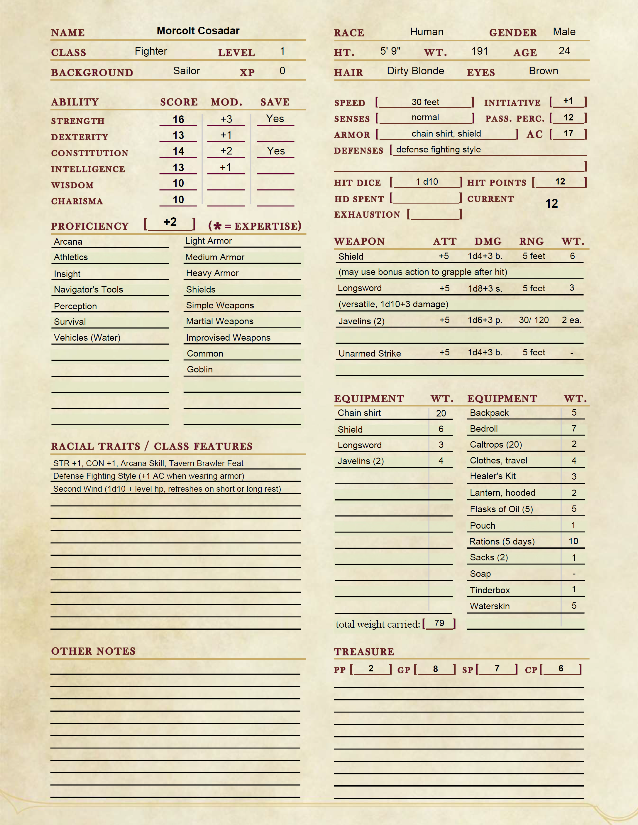 D D 5e Simple Character Sheet If You Want One En World Dungeons Dragons Tabletop Roleplaying Games