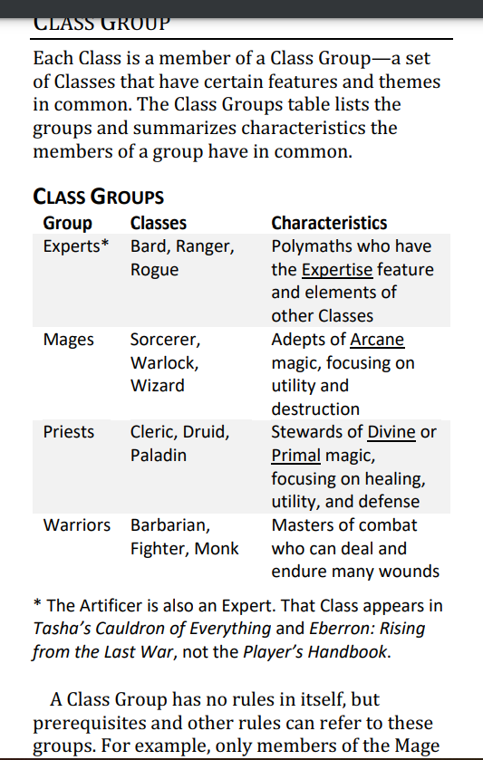 Main Characteristics of Wizard Class