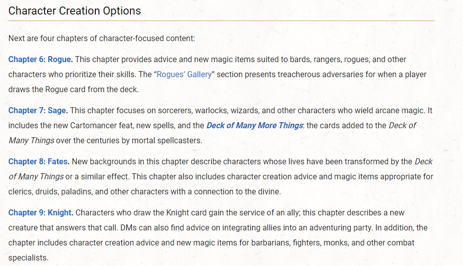 The Book of Many Things: Character options