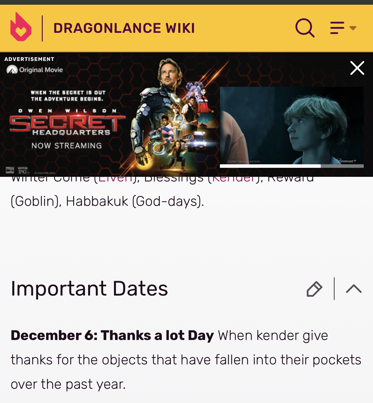 Dragonlance wiki about Dec 6 being kender haooy I took that day
