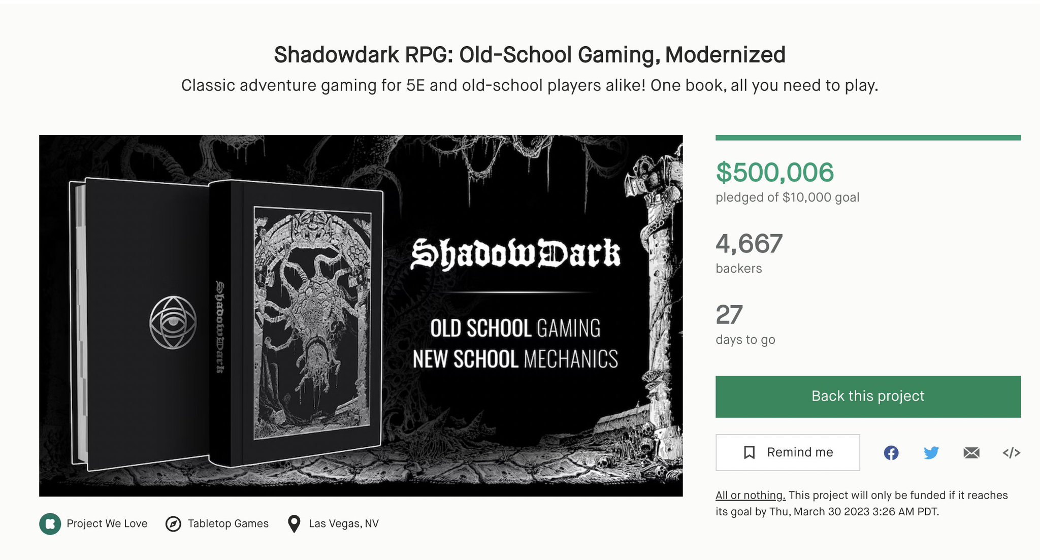 Image of the Kickstarter page.