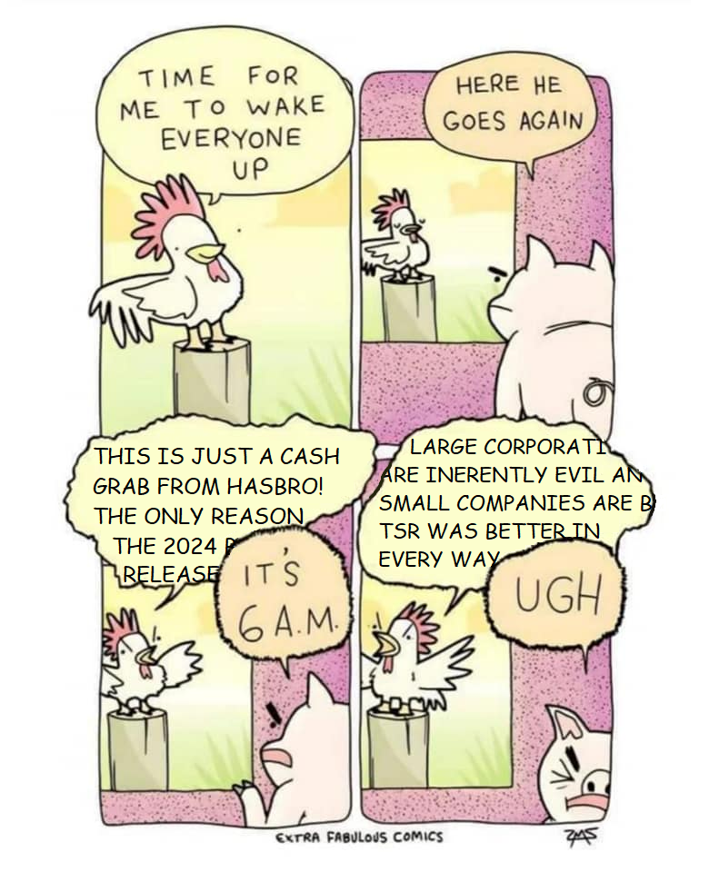 The rooster isn't wrong.  But then, neither is the pig.