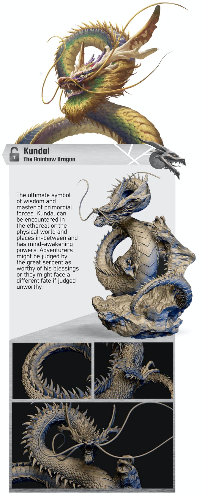 A477 - Legendary dragon design, The Dragon dwraft, STL 3D model
