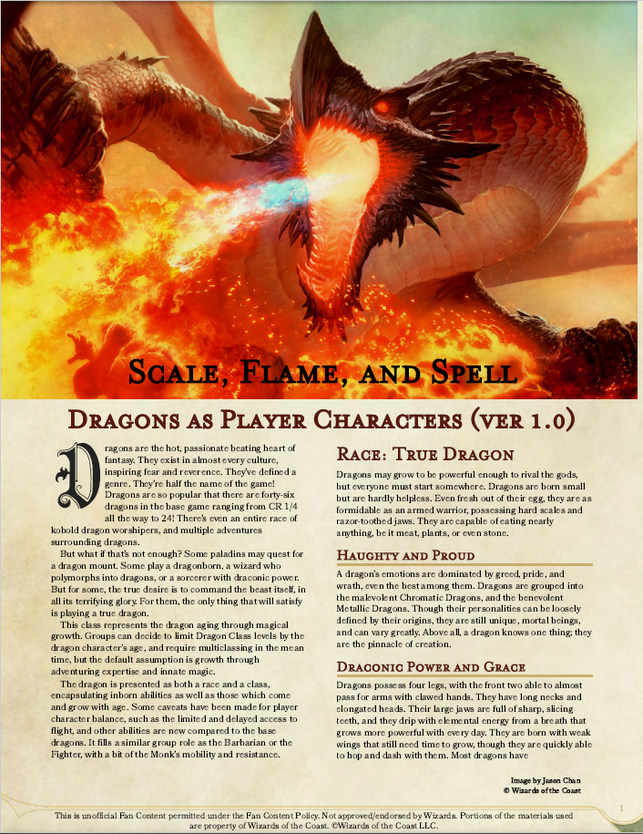 D&D 5E - Dragons as Player Characters