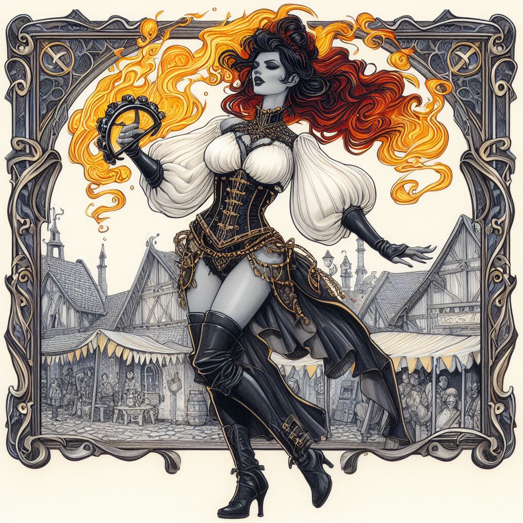 Female Fire genasi bard.jpg
