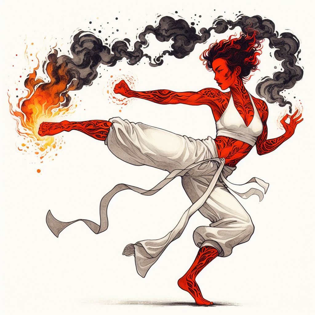 Female Fire genasi monk 2.jpg