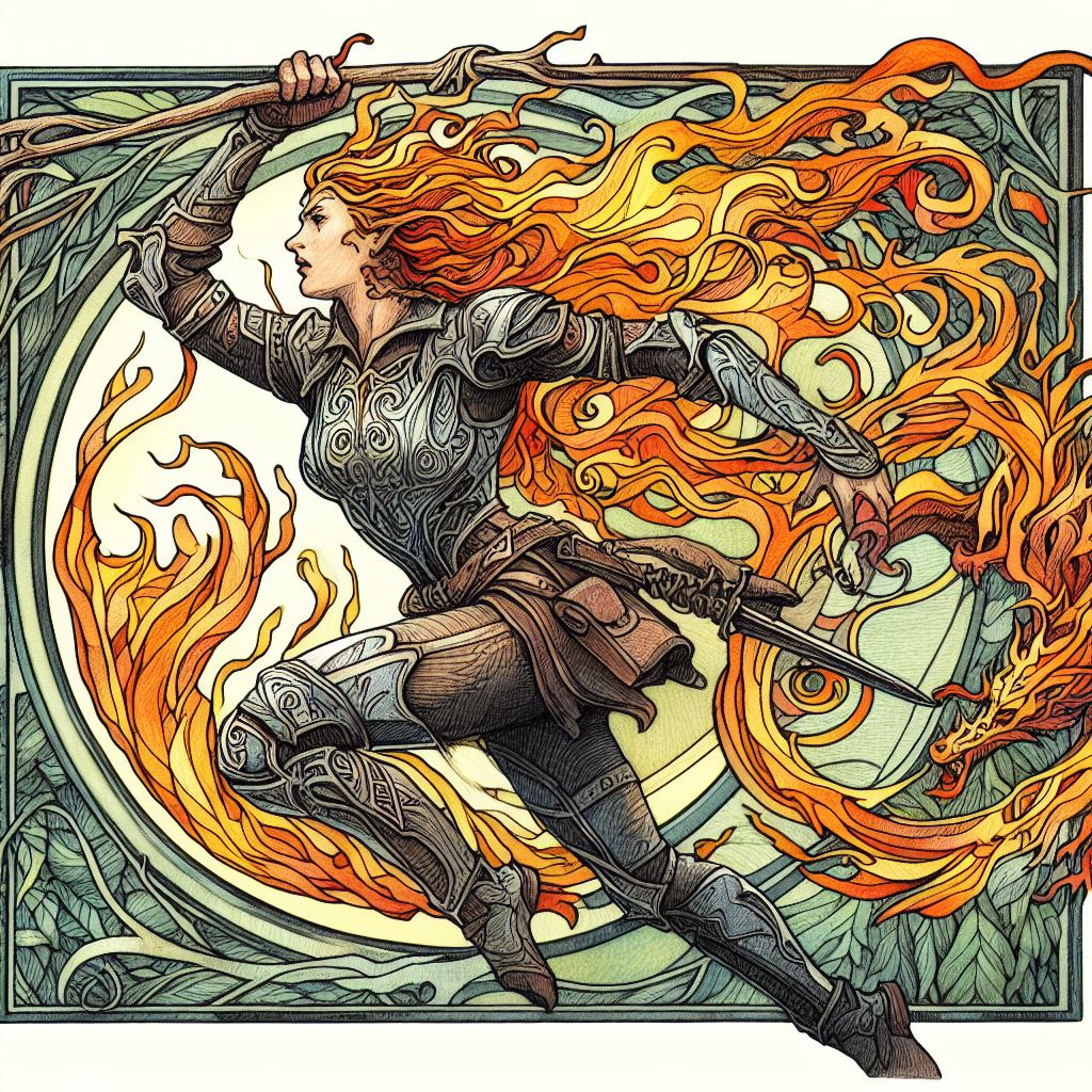 Female Fire genasi ranger.jpg