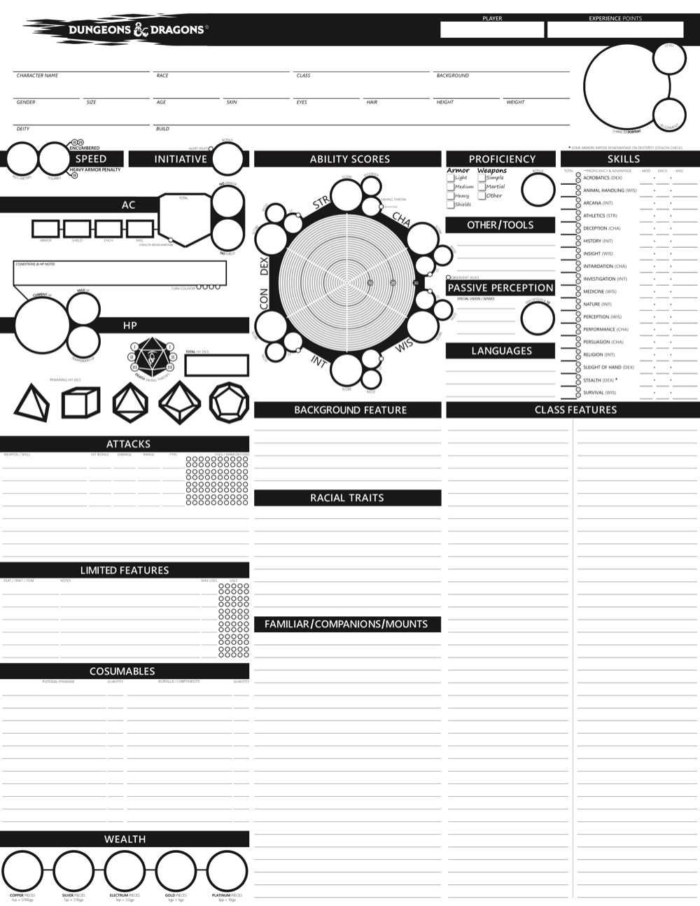 5e Backgrounds Chart