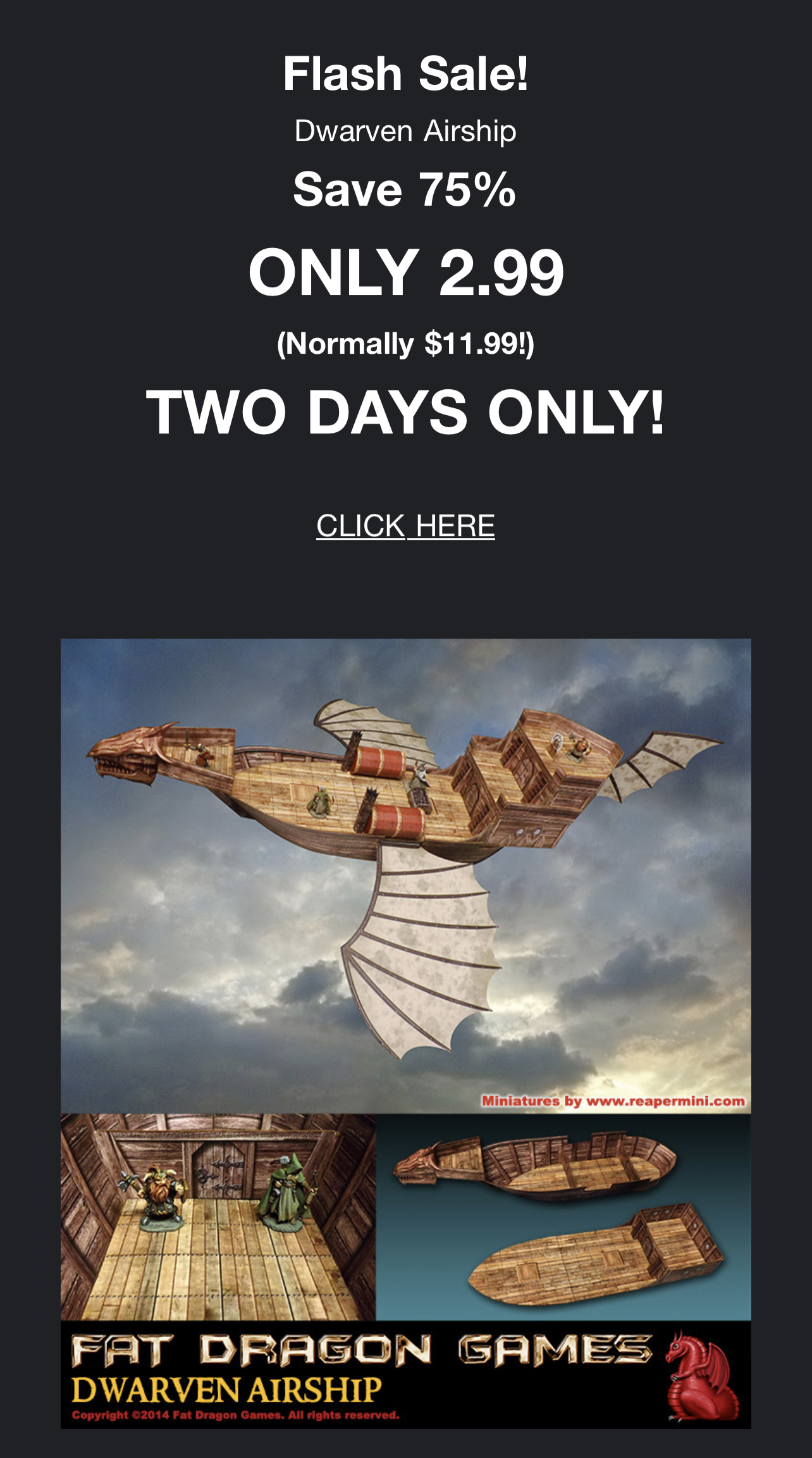 2.99 for the paper craft dwarven airship plans from fat dragon games, 75% off. 2.99 for the paper craft dwarven airship plans from fat dragon games, 75% off.