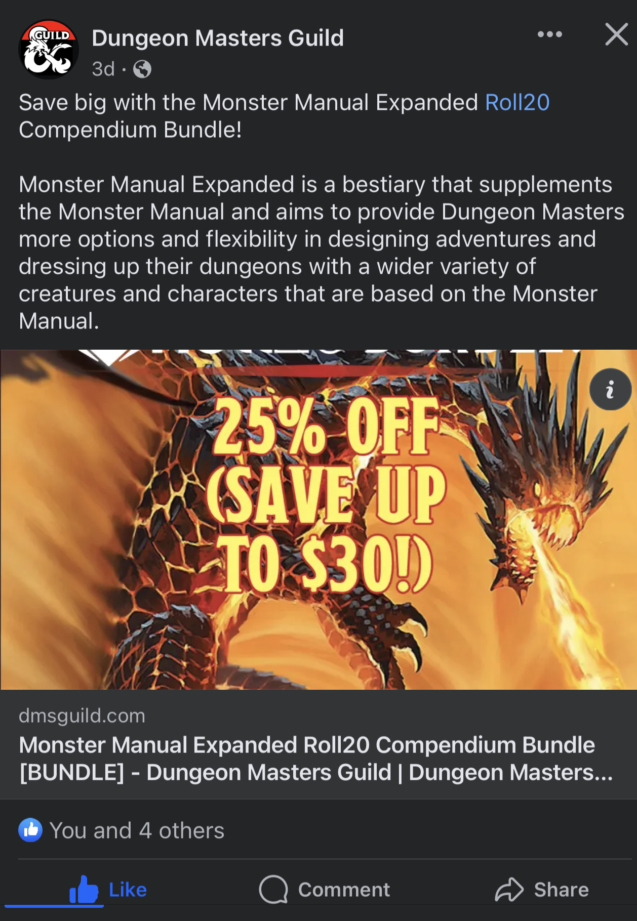Save big with the Monster Manual Expanded Roll20 Compendium Bundle!  Monster Manual Expanded is a bestiary that supplements the Monster Manual and aims to provide Dungeon Masters more options and flexibility in designing adventures and dressing up their dungeons with a wider variety of creatures and characters that are based on the Monster Manual.