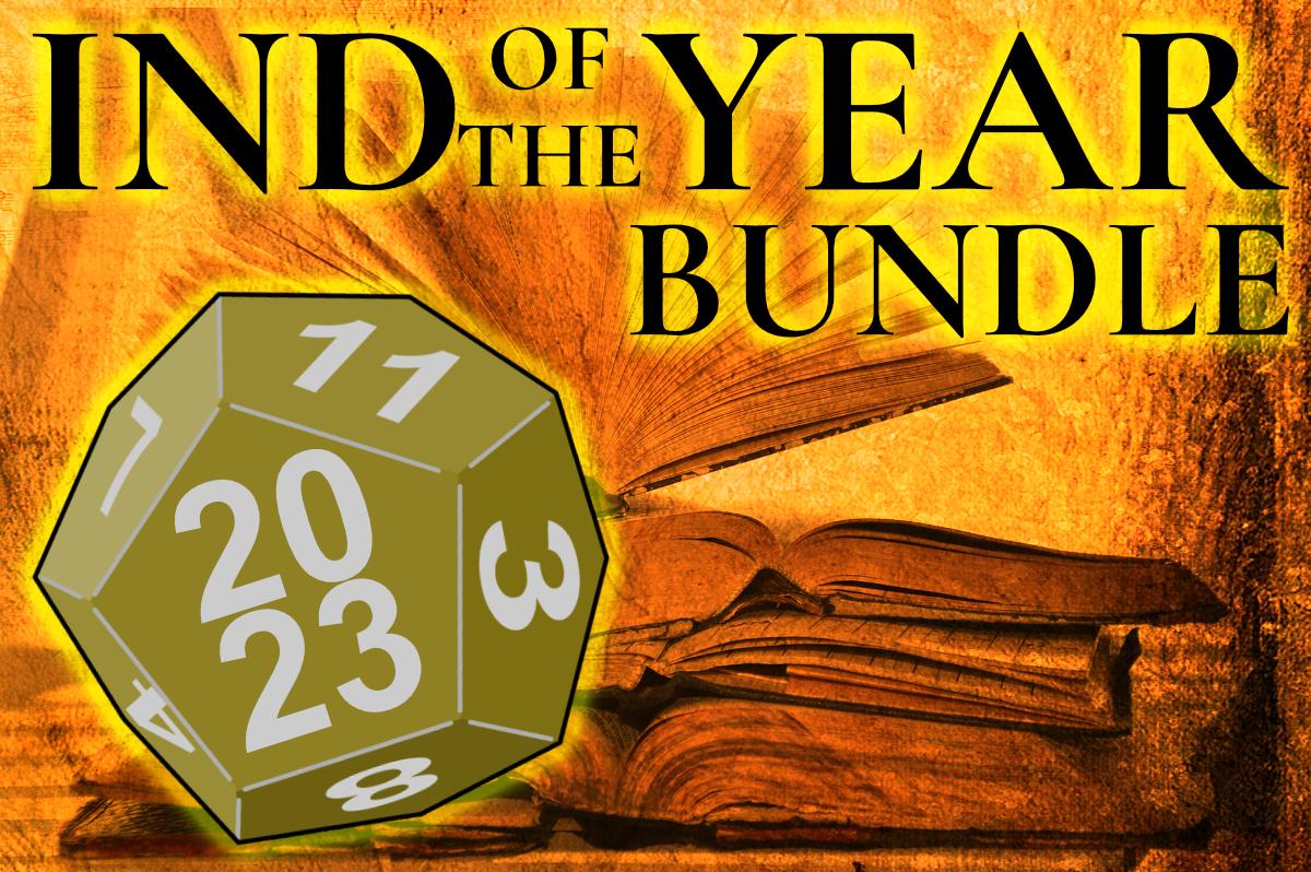 Ind of the year bundle cover image, featuring a d12 with the face reading '2023'