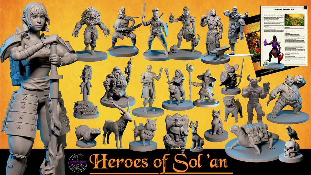 Multi-race Hero & Animal Miniatures, Campaign Setting, & STL.png