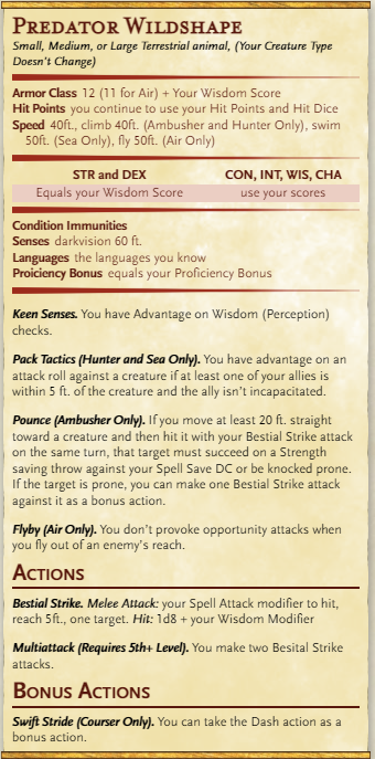 Predator WIldshape Stat Block.png