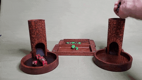 Round Dice Tower + Custom Dice Vaults by Mystic Wood Forge.gif