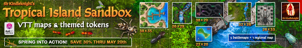 Tropical Island Sandbox Map Pack for Roll20 VTT: Save 30% Through May 20th