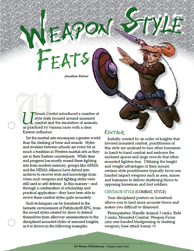 Weapon Style Feats For The Pathfinder Rpg En World Dungeons Dragons Tabletop Roleplaying Games