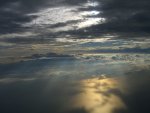 Sky 1 - upper troposphere - cirrus clouds above, cumulus clouds below.JPG