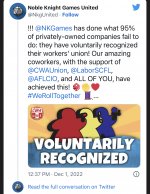 !!! @NKGames has done what 95% of privately-owned companies fail to do: they have voluntarily recognized their workers' union! Our amazing coworkers, with the support of @CWAUnion, @LaborSCFL, @AFLCIO, and ALL OF YOU, have achieved this! #WeRollTogether