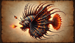 DALL·E 2024-01-20 23.50.50 - A digital illustration of a massive flying lionfish_anglerfish hy...png