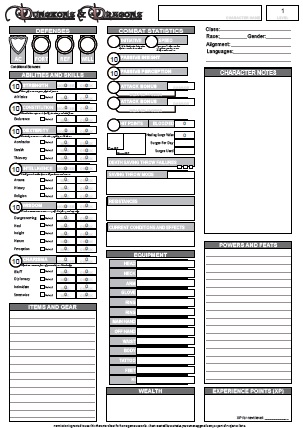 dnd character sheet online fillable