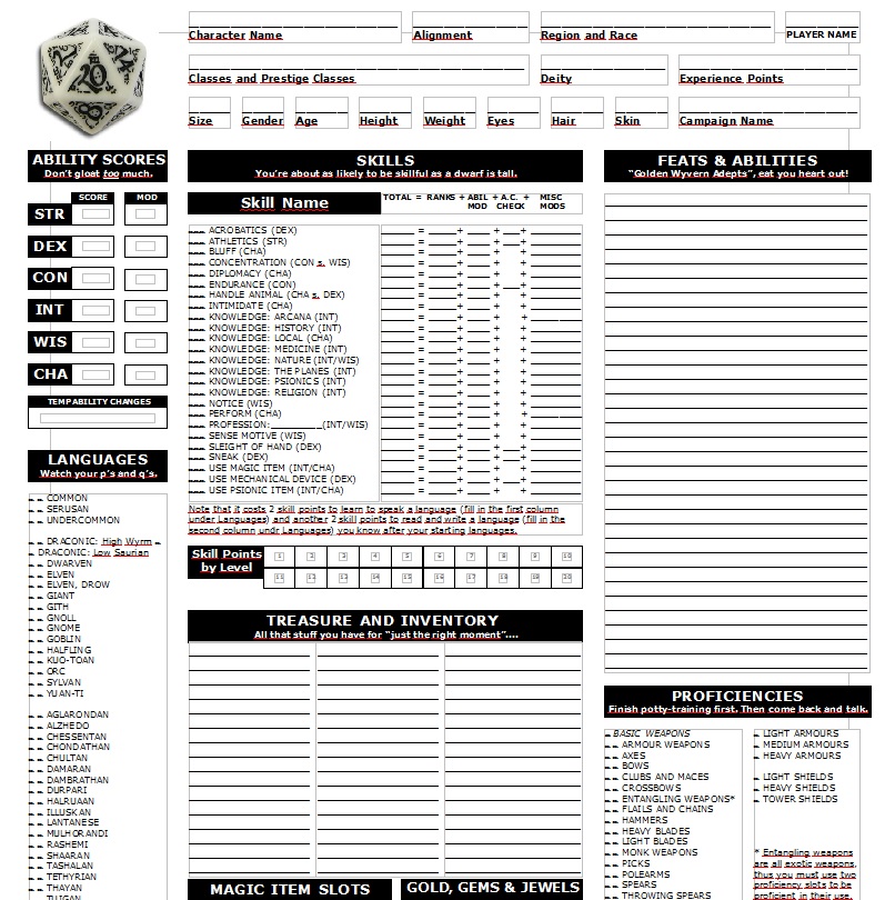 Nyaricus Deluxe Character Sheet V5 3 5e En World Dungeons Dragons Tabletop Roleplaying Games