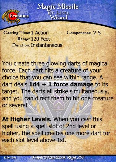 Magic Set Editor шаблоны. DND Magic Missile d4. Each spell