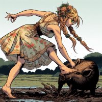 Sunny wrestling the boar.jpg