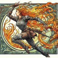 Female Fire genasi ranger.jpg