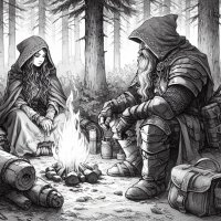 Campfire - dwarf and halfling - sketch art.jpg