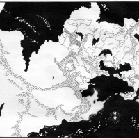 Greyhawk 1980 Gygax, World of Greyhawk Folio, original, with coasts and mountains only.png