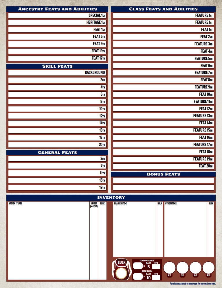 Pathfinder 2E Here's The Official Pathfinder 2E Character Sheet EN