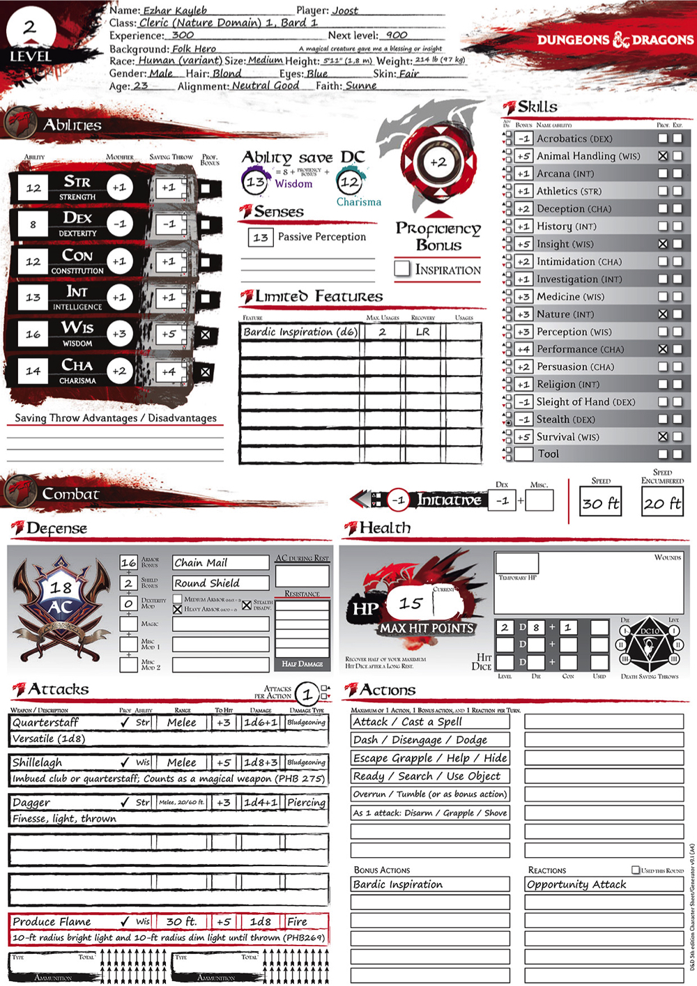 215 dd 5e character sheets