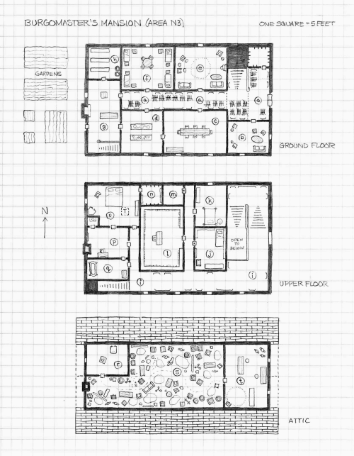 Perkins' Map Sketch For CURSE OF STRAHD's Burgomaster's Mansion