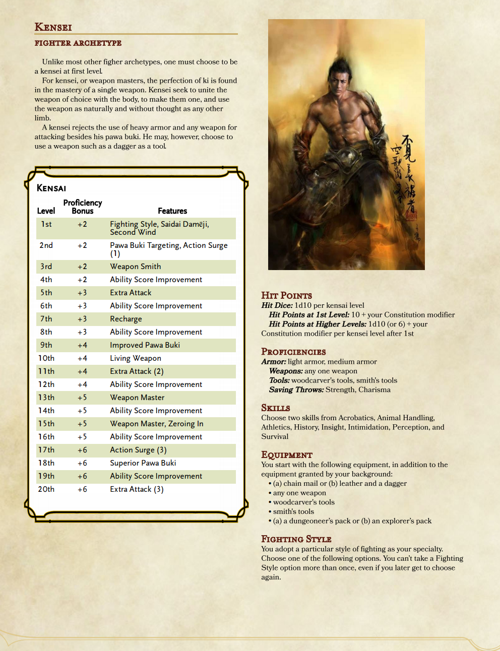 5E How about a fighterbased Kensei with 1 weapon?