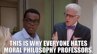 Good Place - moral philosophy professors.gif